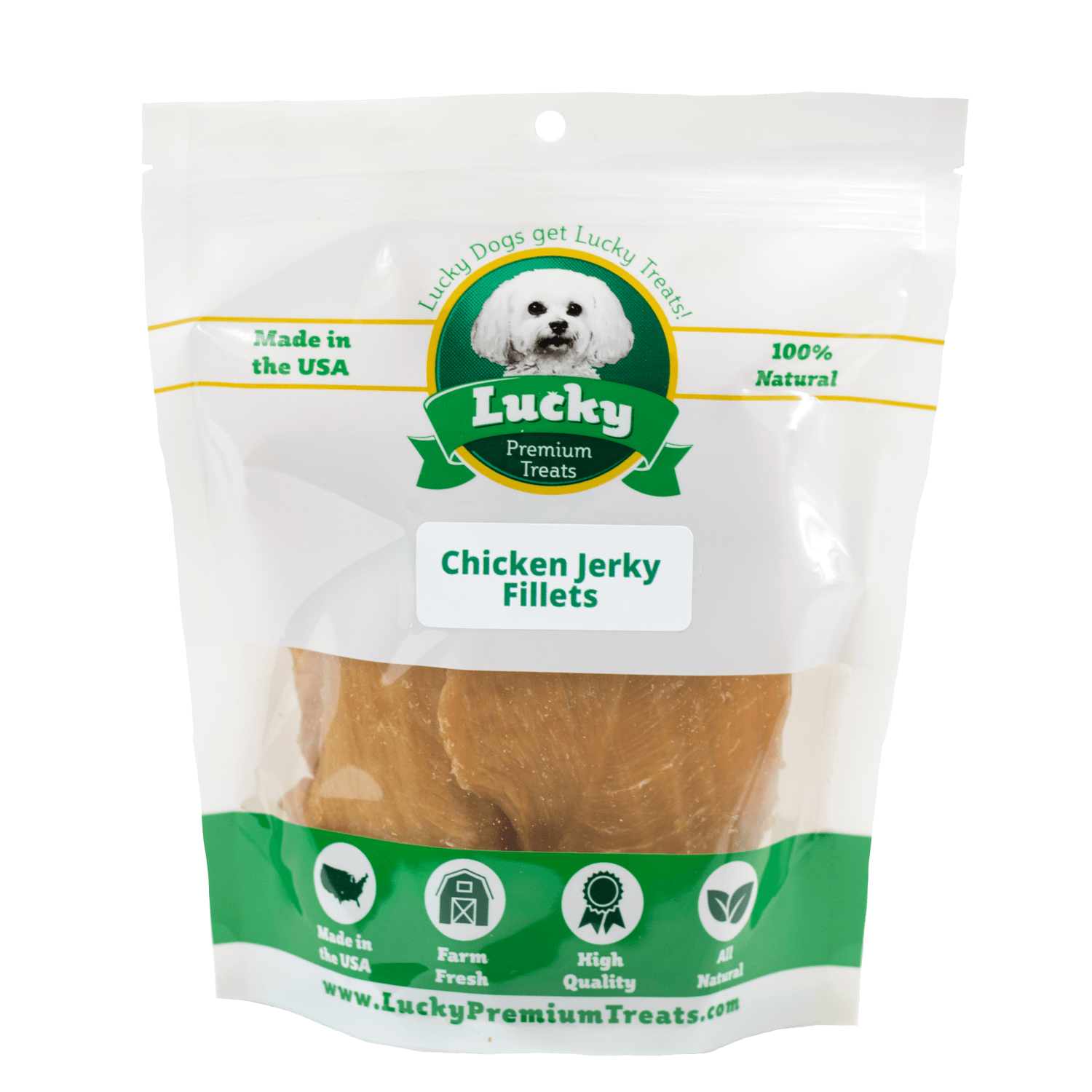 Lucky Premium Treats Dog Treats - Chicken Jerky Fillets, Bag
