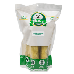 Lucky Premium Treats Chicken Flavor Basted Rawhide Bull Sticks Dog Treats for Large Dogs, Bag