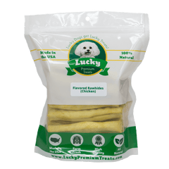 Lucky Premium Treats Chicken Flavor Basted Rawhide Dog Treats for Medium Dogs, Bag