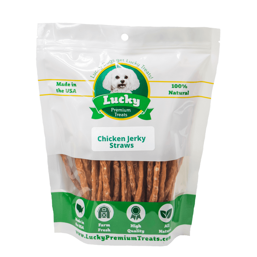 Lucky Premium Treats - Chicken Jerky Straws for Dogs, Bag