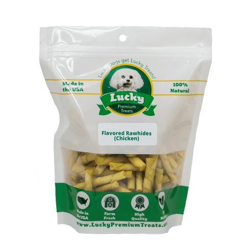 Lucky Premium Treats Chicken Flavor Basted Rawhide Dog Treats for Toy or Lap Dogs, Bag