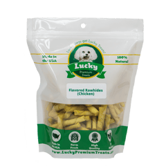 Lucky Premium Treats Chicken Flavor Basted Rawhide Dog Treats for Toy or Lap Dogs, Bag