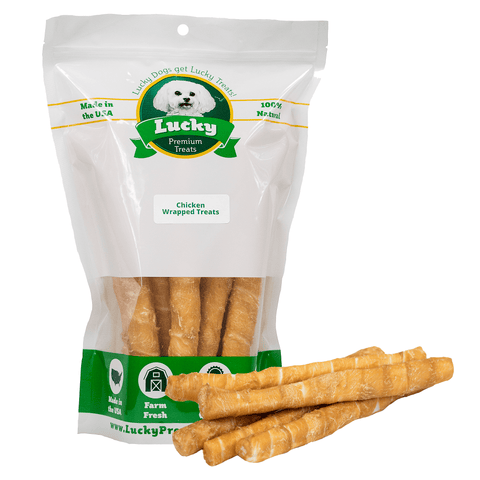 Chicken Wrapped Rawhide Dog Treats: Retrievers for Large Dogs - Lucky Premium Treats