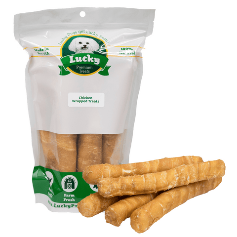 Chicken Wrapped Beefhide Treats: Bull Sticks for Large Dogs - Lucky Premium Treats