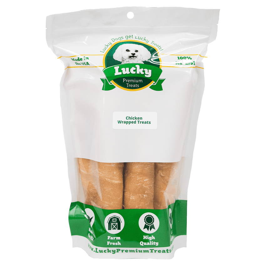 Chicken Wrapped Rawhide Bull Stick Dog Treats for Large Dogs, Bag