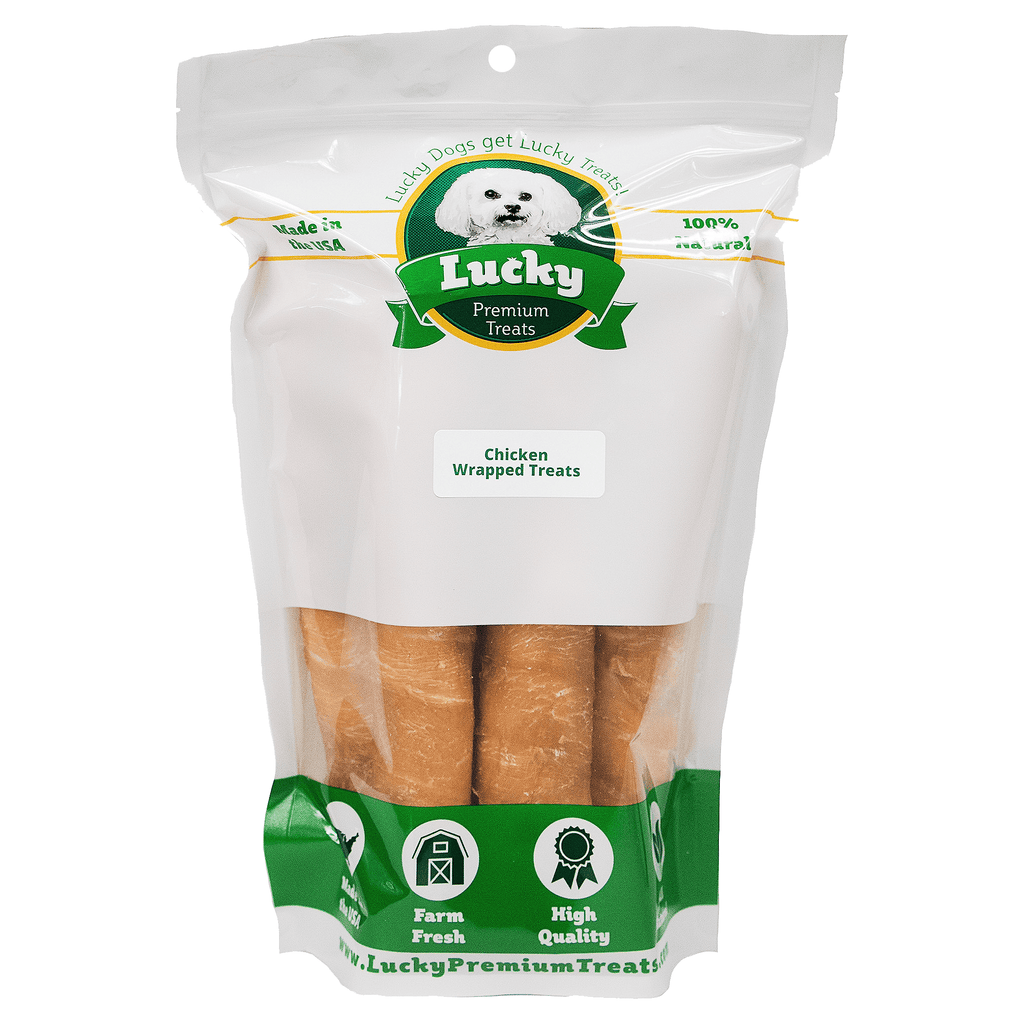 Chicken Wrapped Rawhide Bull Stick Dog Treats for Large Dogs, Bag