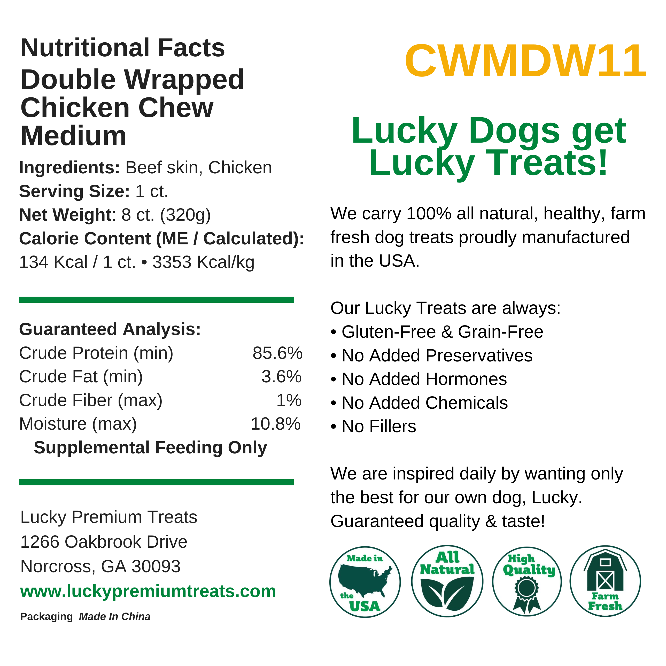Nutritional Facts + Beefhide + Regular + All Natural + No chemicals + No added hormones + No fillers 
