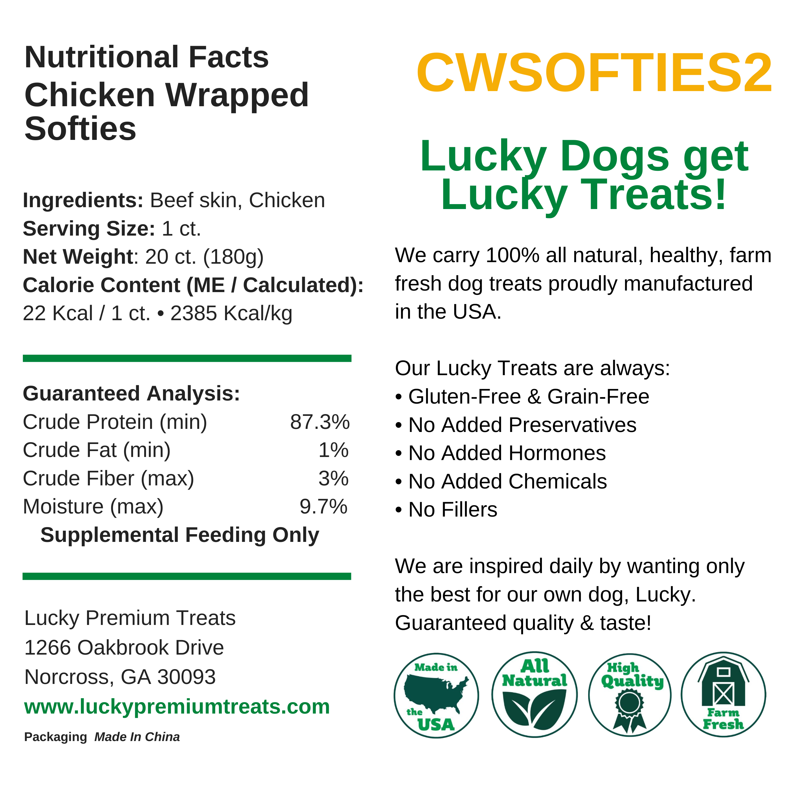 Nutritional Facts + Beefhide + Regular + All Natural + No chemicals + No added hormones + No fillers 