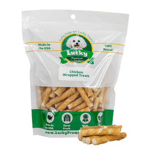 Chicken Wrapped Beefhide Treats for Toy Dogs - Lucky Premium Treats