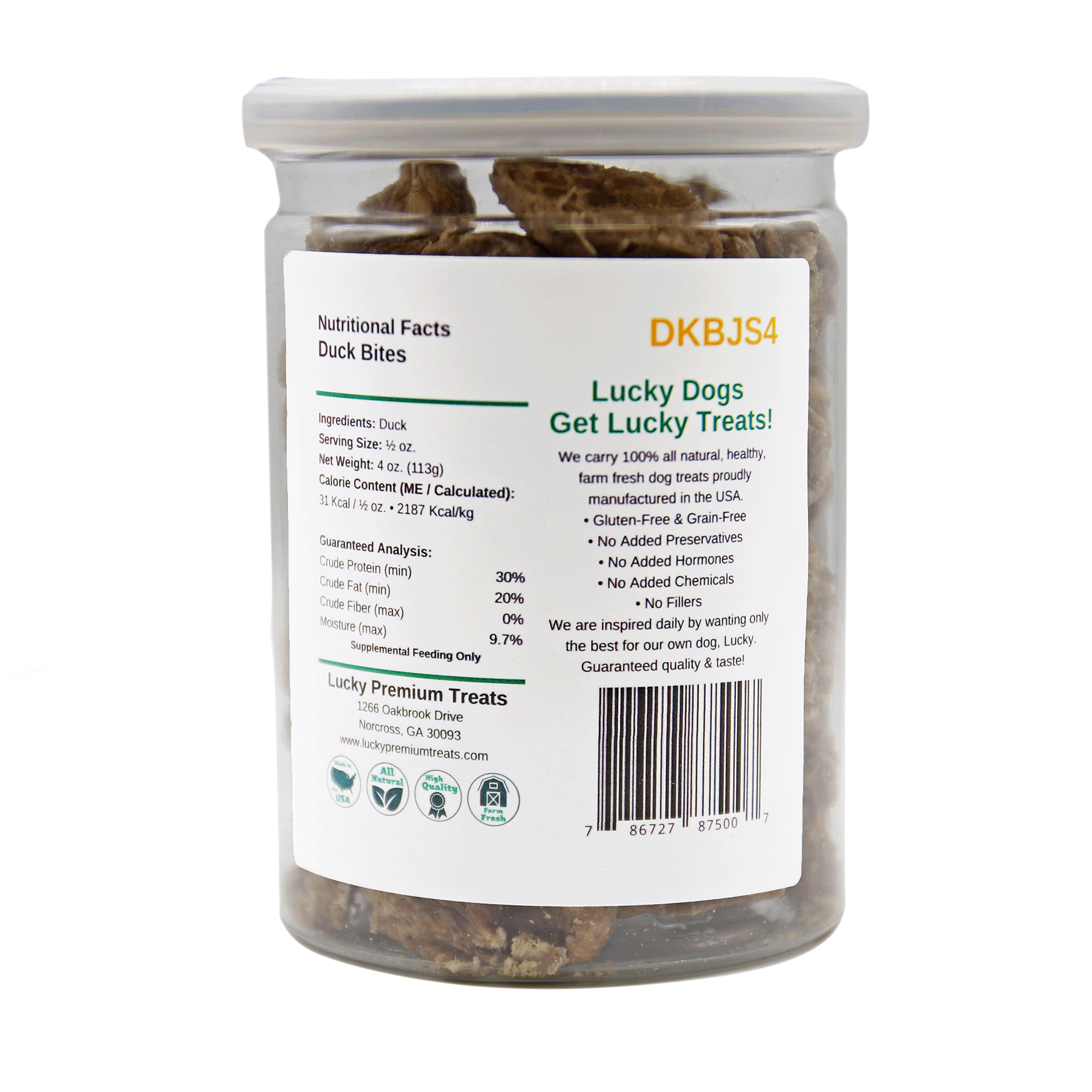 Nutritional Facts + Duck Bites + All Natural + No chemicals + No added hormones + No fillers