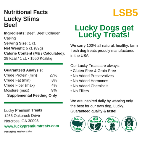  Nutritional Facts + Lucky Slims Beefjerky + All Natural + No chemicals + No Added Hormones + No fillers 