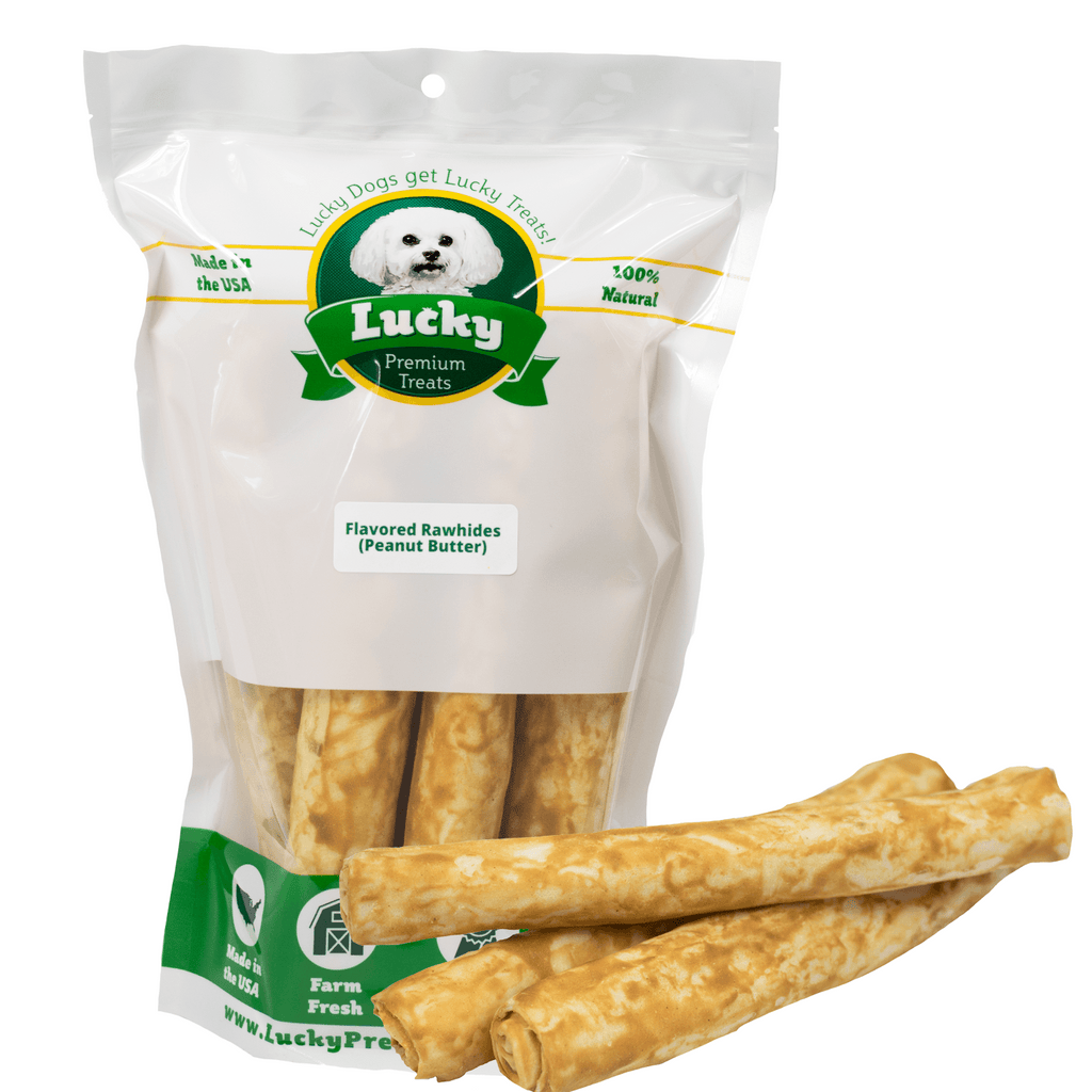 Peanut Butter Basted Beefhide: Bull Sticks - Lucky Premium Treats