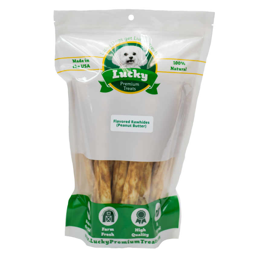 Peanut Butter Basted Rawhide Retriever Size - 3 Count