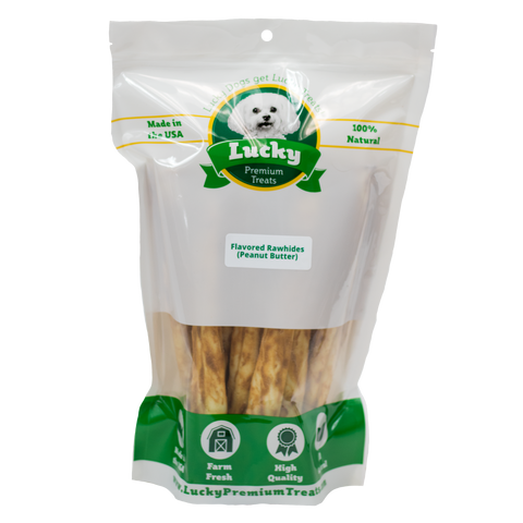 Peanut Butter Basted Rawhide Retriever Size - 3 Count