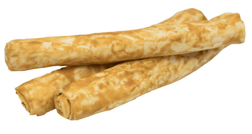 Lucky Premium Treats Peanut Butter Flavored Rawhide Bull Sticks Dog Treats for Large Dogs