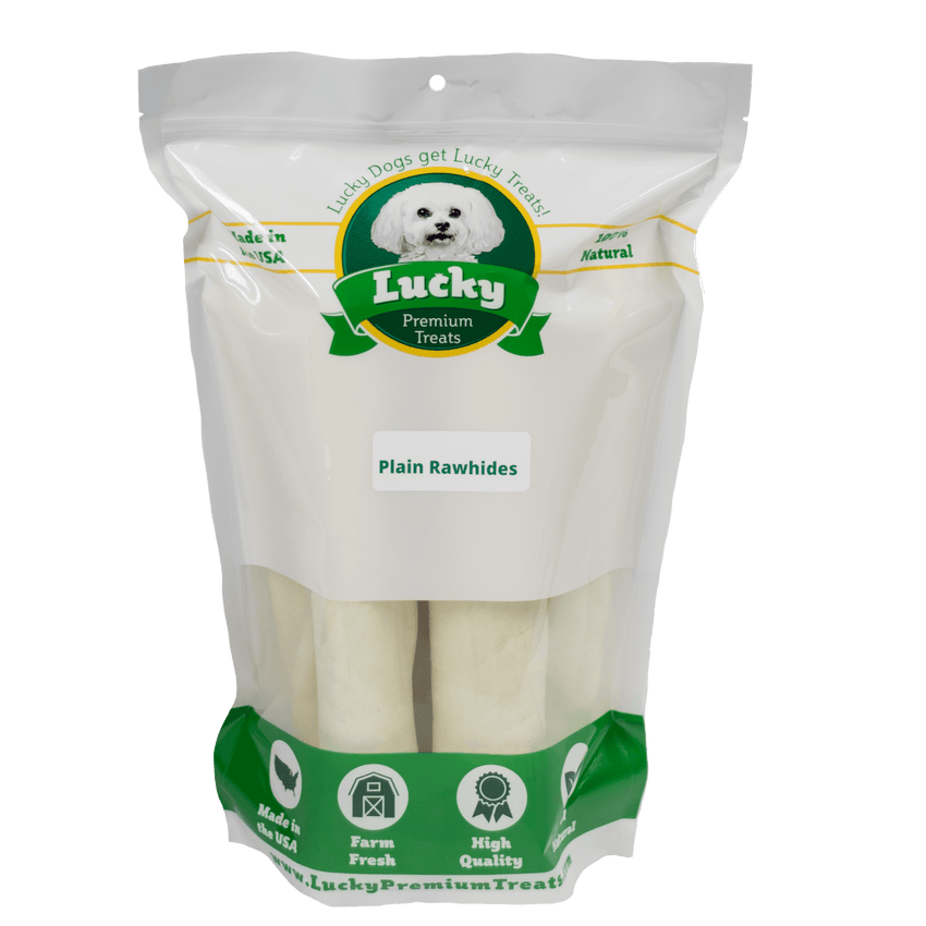 Lucky Premium Treats Plain Rawhide Dog Treats for Medium Dogs, Bag