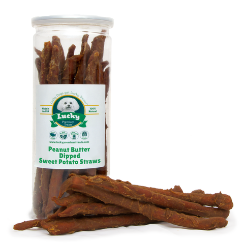 Peanut Butter Dipped Sweet Potato Straws- Lucky Treats Premium