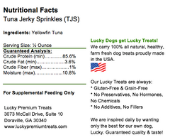 Lucky Premium Treats - Tuna Jerky Sprinkles Dog Treats, Nutrition Label