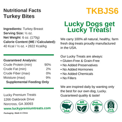 Nutritional Facts + Turkey Jerky Bites + All Natural + No chemicals + No added hormones + No fillers
