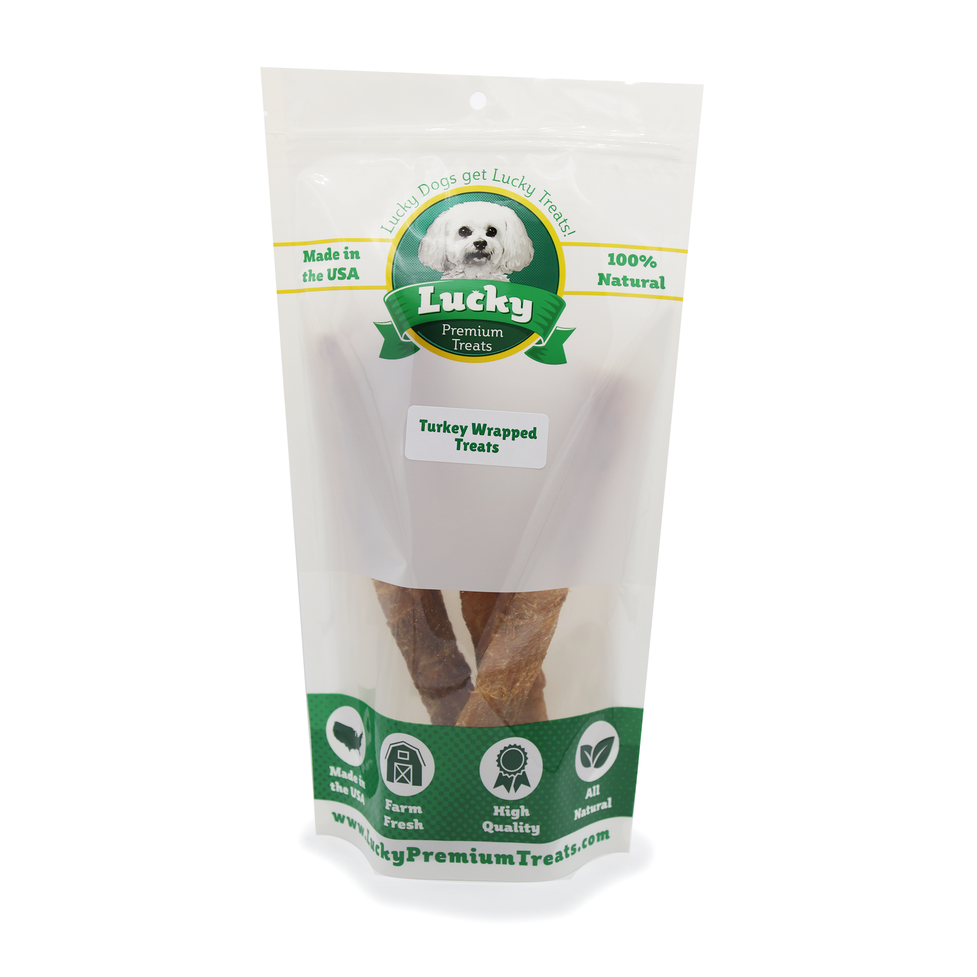 Turkey Wrapped Beefhide (Bull Sticks)- Lucky Premium Treats