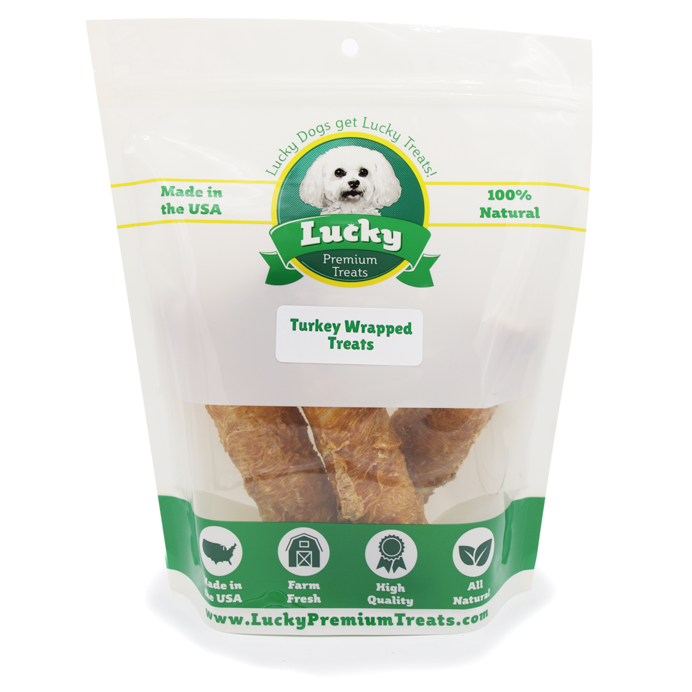 Turkey Wrapped Rawhide (Stubbys)- Lucky Premium Treats 