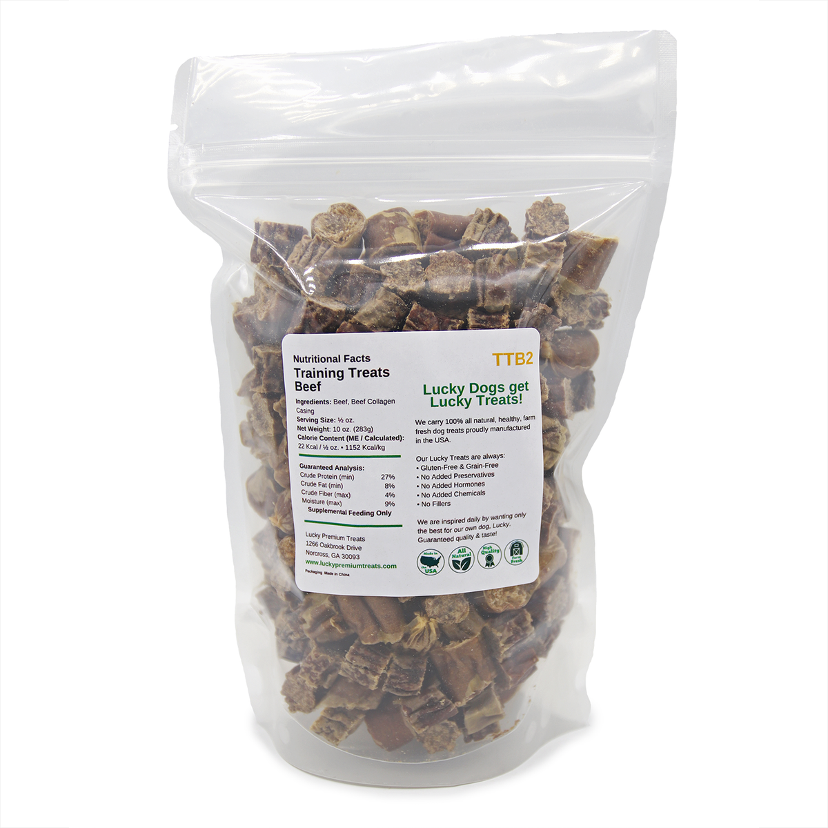 Nutritional Facts + Training Treats + All Natural + No chemicals + No added hormones + No fillers