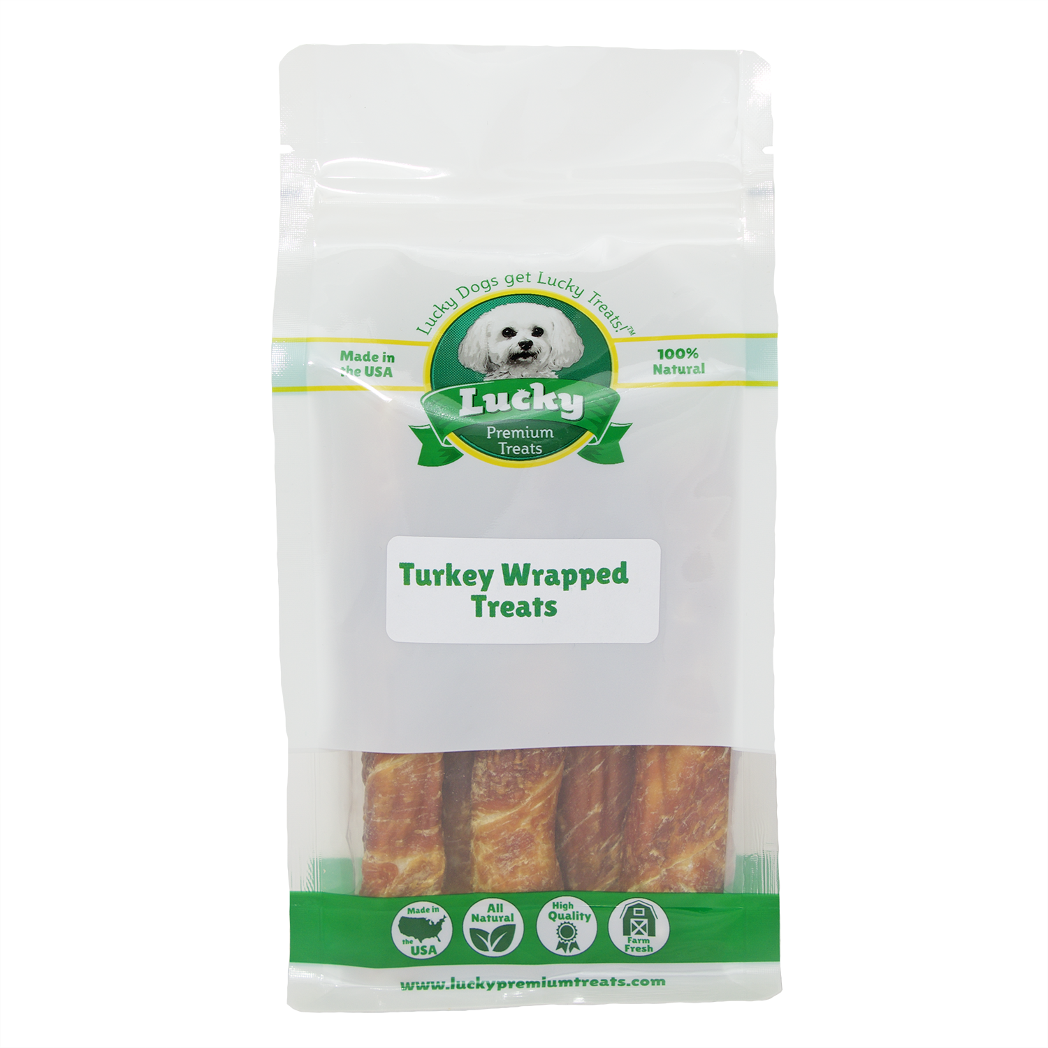 Turkey Wrapped Beefhide (Medium)- Lucky Premium Treats 